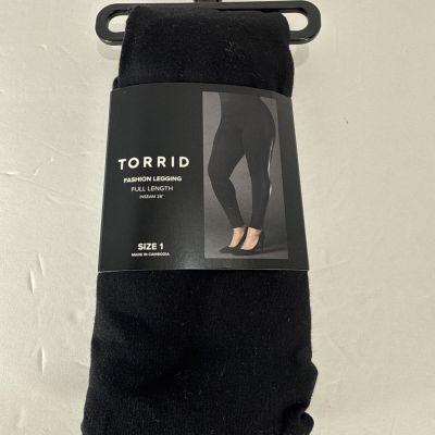 New~Torrid®?Black Fashion Full Length Leggings Cotton/Spandex/Pleather~ Size 1